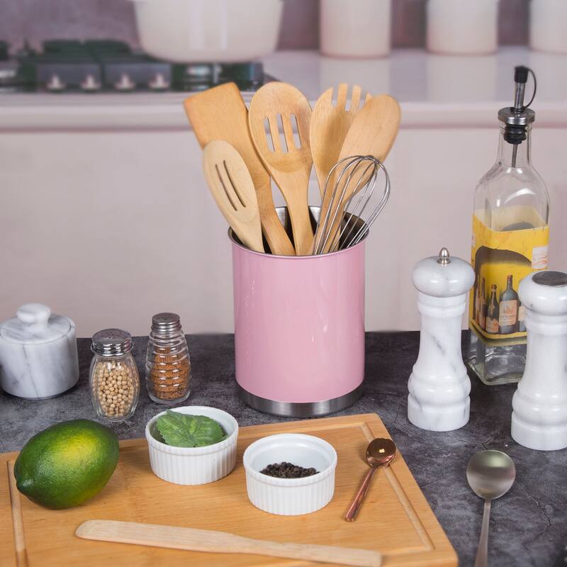 Creative Home Heavy Gauge Stainless Steel Large Tool Crock Utensil